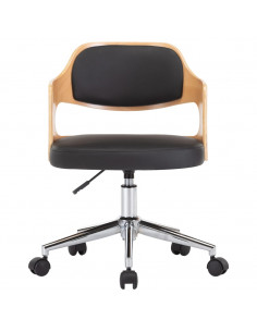 Sedia da Ufficio Girevole Nera in Legno Piegato e Similpelle 2