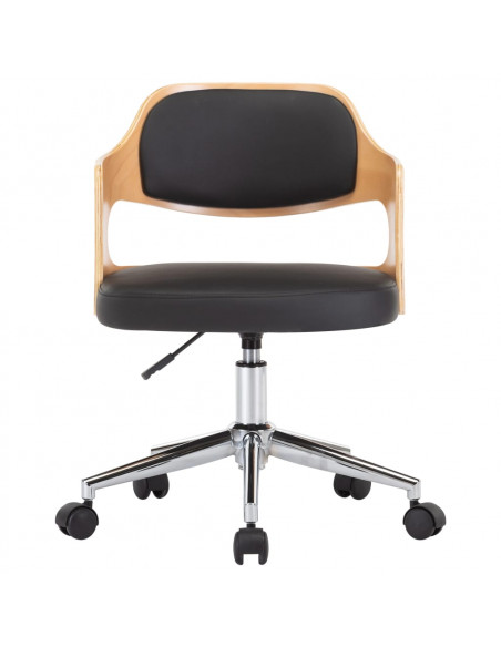 Sedia da Ufficio Girevole Nera in Legno Piegato e Similpelle