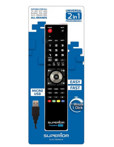 TELECOMANDO UNIVERSALE PER TV SUPERIOR FREEDOM USB 2IN1 BLACK SUPTUB002