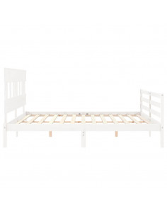 Giroletto con Testiera Bianco 200x200 cm in Legno Massello 2