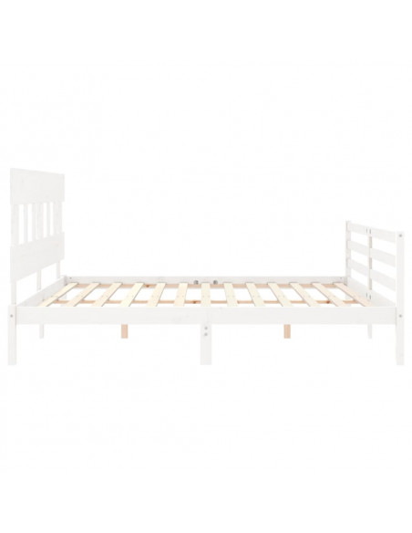 Giroletto con Testiera Bianco 200x200 cm in Legno Massello