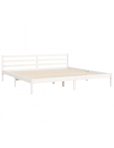 Giroletto con Testiera Bianco 200x200 cm in Legno Massello