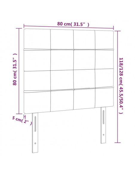 Testiera a LED Blu scuro 80x5x118/128 cm in Velluto