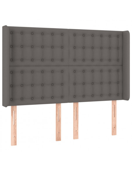 Testiera a LED Grigio 147x16x118/128cm in Similpelle