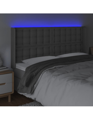 Testiera a LED Grigio 147x16x118/128cm in Similpelle