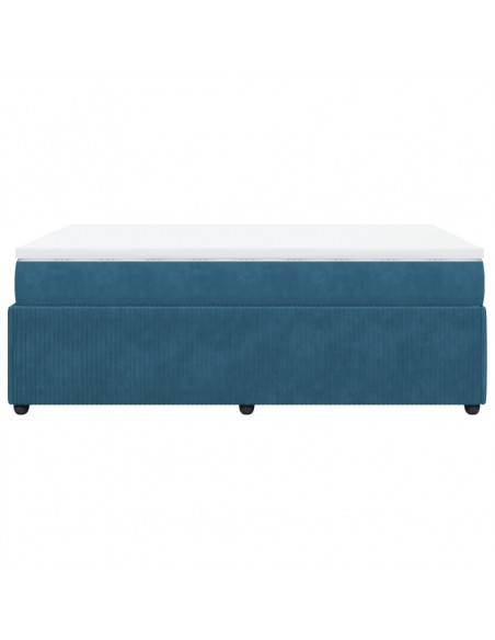 Giroletto a Molle con Materasso Blu Scuro 120x200 cm in Velluto