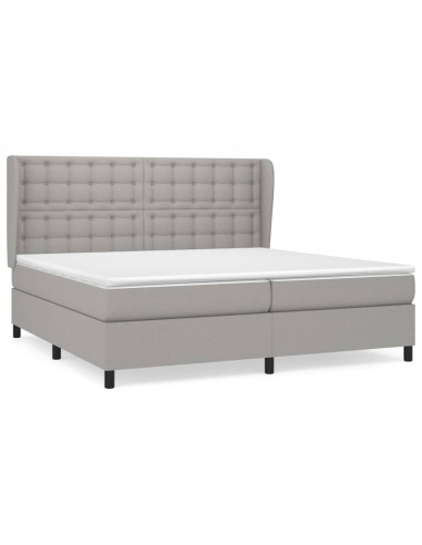 Giroletto a Molle con Materasso Grigio Chiaro 200x200cm Tessuto