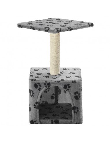 Albero per Gatti e Tiragraffi Sisal 55 cm Zampe Stampate Grigio