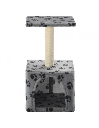 Albero per Gatti e Tiragraffi Sisal 55 cm Zampe Stampate Grigio