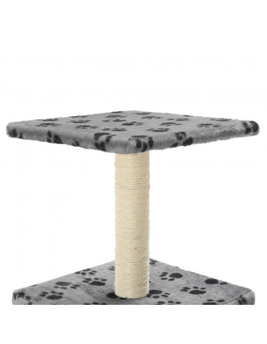 Albero per Gatti e Tiragraffi Sisal 55 cm Zampe Stampate Grigio