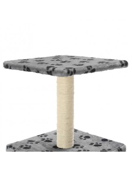 Albero per Gatti e Tiragraffi Sisal 55 cm Zampe Stampate Grigio