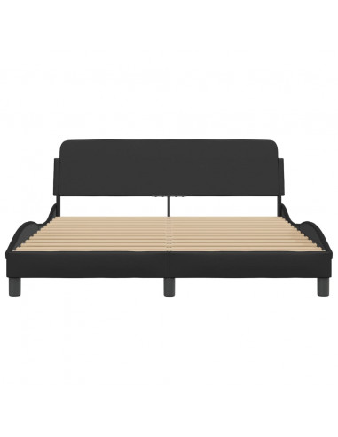 Giroletto con Testiera Nero 160x200 cm in Similpelle