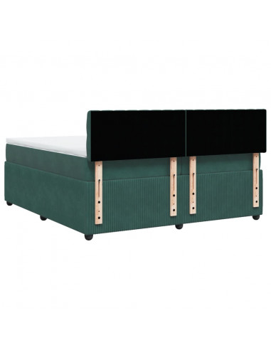 Giroletto a Molle con Materasso Verde Scuro 200x200 cm Velluto