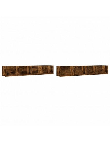 Mobili Parete 2 pz Rovere Fumo 99x18x16,5 cm Legno Multistrato