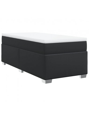 Giroletto a Molle con Materasso Nero 90x200 cm in Similpelle