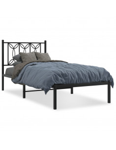 Giroletto con Testiera in Metallo Nero 90x190 cm 2