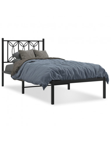 Giroletto con Testiera in Metallo Nero 90x190 cm