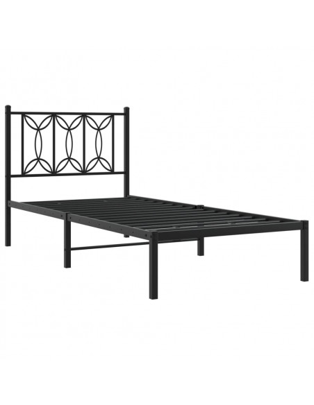 Giroletto con Testiera in Metallo Nero 90x190 cm