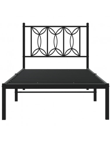 Giroletto con Testiera in Metallo Nero 90x190 cm