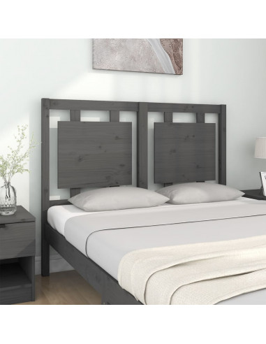 Testiera per Letto Grigia 125,5x4x100 cm Legno Massello di Pino