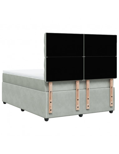 Giroletto a Molle con Materasso Grigio Chiaro 160x200cm Velluto