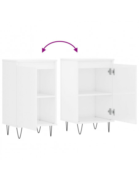 Credenza Bianco Lucido 40x35x70 cm in Legno Multistrato