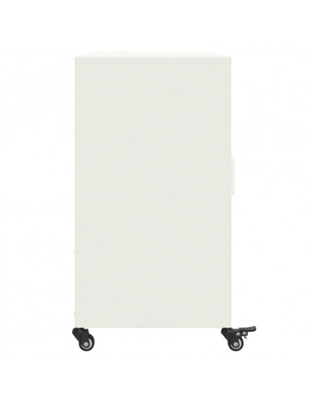 Credenza Bianca 100,5x39x72 cm in Acciaio Laminato a Freddo