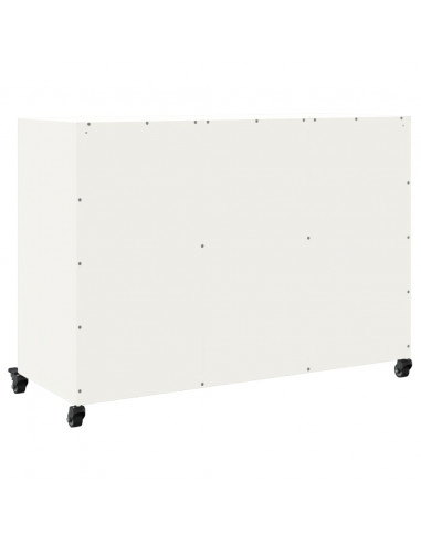 Credenza Bianca 100,5x39x72 cm in Acciaio Laminato a Freddo