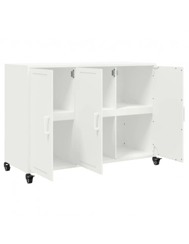 Credenza Bianca 100,5x39x72 cm in Acciaio Laminato a Freddo