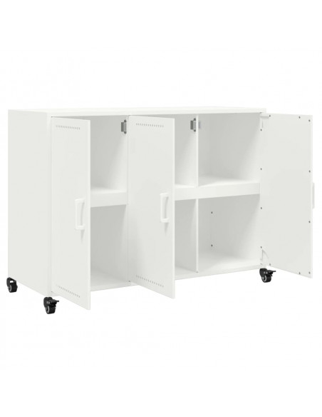 Credenza Bianca 100,5x39x72 cm in Acciaio Laminato a Freddo
