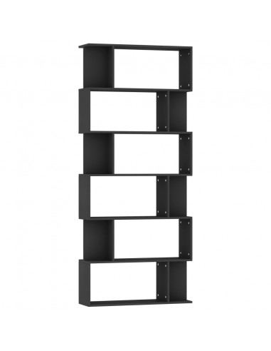 Libreria/Divisorio Nero 80x24x192 cm in Legno Multistrato