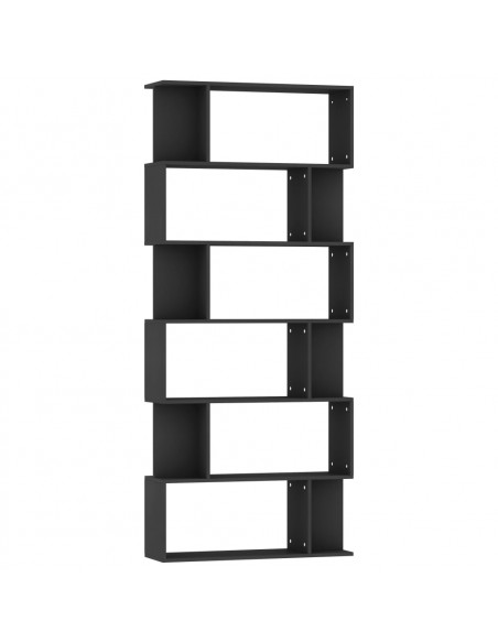 Libreria/Divisorio Nero 80x24x192 cm in Legno Multistrato