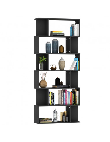 Libreria/Divisorio Nero 80x24x192 cm in Legno Multistrato