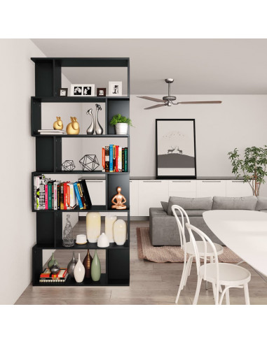 Libreria/Divisorio Nero 80x24x192 cm in Legno Multistrato