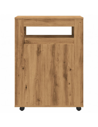 Mobile da Bagno Stretto con Ruote Rovere Artigianale Truciolato