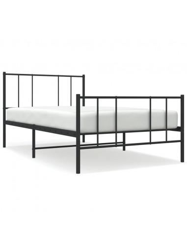 Giroletto con Testiera e Pediera Metallo Nero 75x190 cm