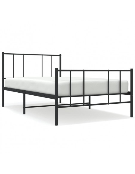 Giroletto con Testiera e Pediera Metallo Nero 75x190 cm