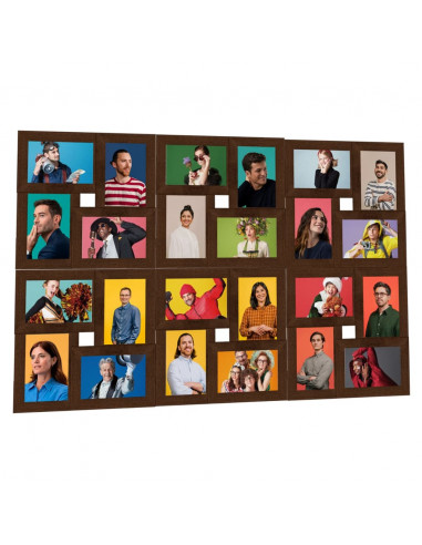 Cornice per Collage 24x(13x18 cm) Foto Marrone Scuro in MDF