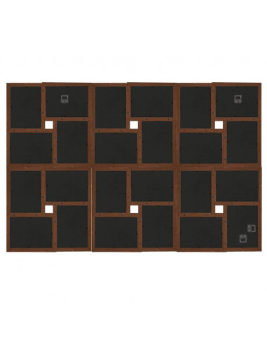 Cornice per Collage 24x(13x18 cm) Foto Marrone Scuro in MDF