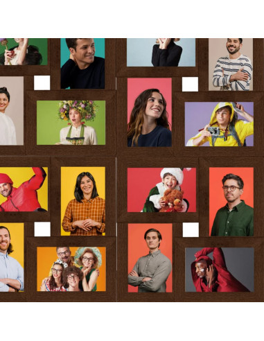 Cornice per Collage 24x(13x18 cm) Foto Marrone Scuro in MDF