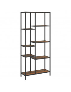 Scaffale per Libri 80x30x180 cm Acciaio e Legno Multistrato 2