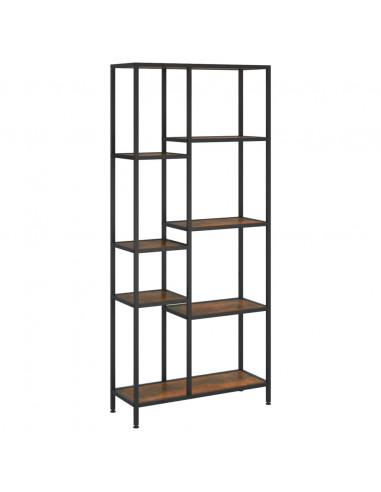 Scaffale per Libri 80x30x180 cm Acciaio e Legno Multistrato