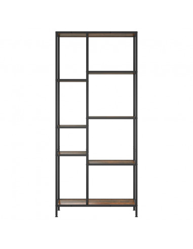 Scaffale per Libri 80x30x180 cm Acciaio e Legno Multistrato