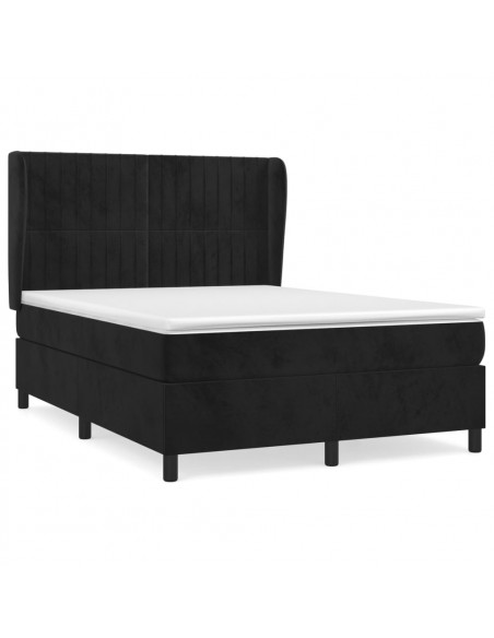 Giroletto a Molle con Materasso Nero 140x200 cm in Velluto