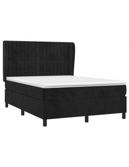 Giroletto a Molle con Materasso Nero 140x200 cm in Velluto