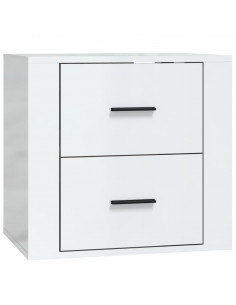 Comodino a Muro Bianco Lucido 50x36x47 cm 2