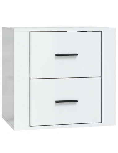 Comodino a Muro Bianco Lucido 50x36x47 cm