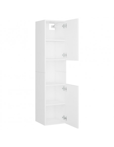 Set Mobili da Bagno Bianco Lucido in Legno Multistrato