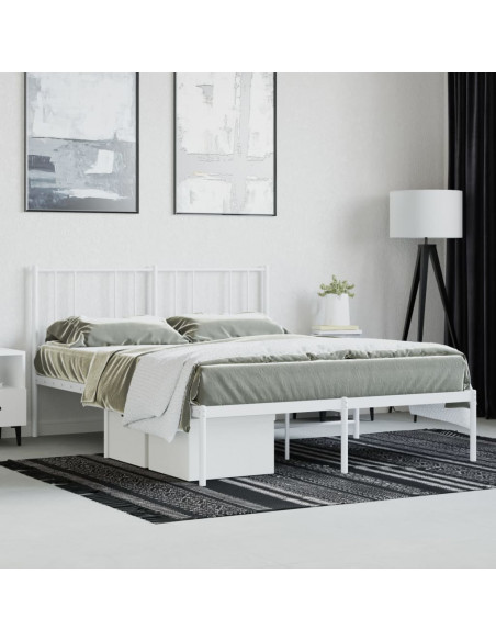 Giroletto con Testiera Metallo Bianco 135x190 cm