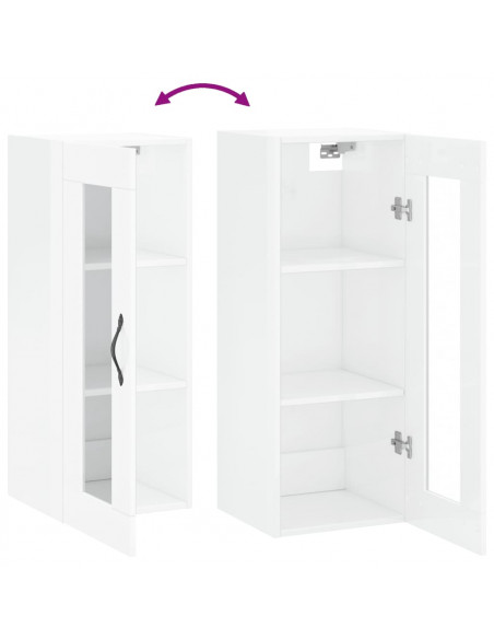 Mobile a Parete Bianco Lucido 34,5x34x90 cm